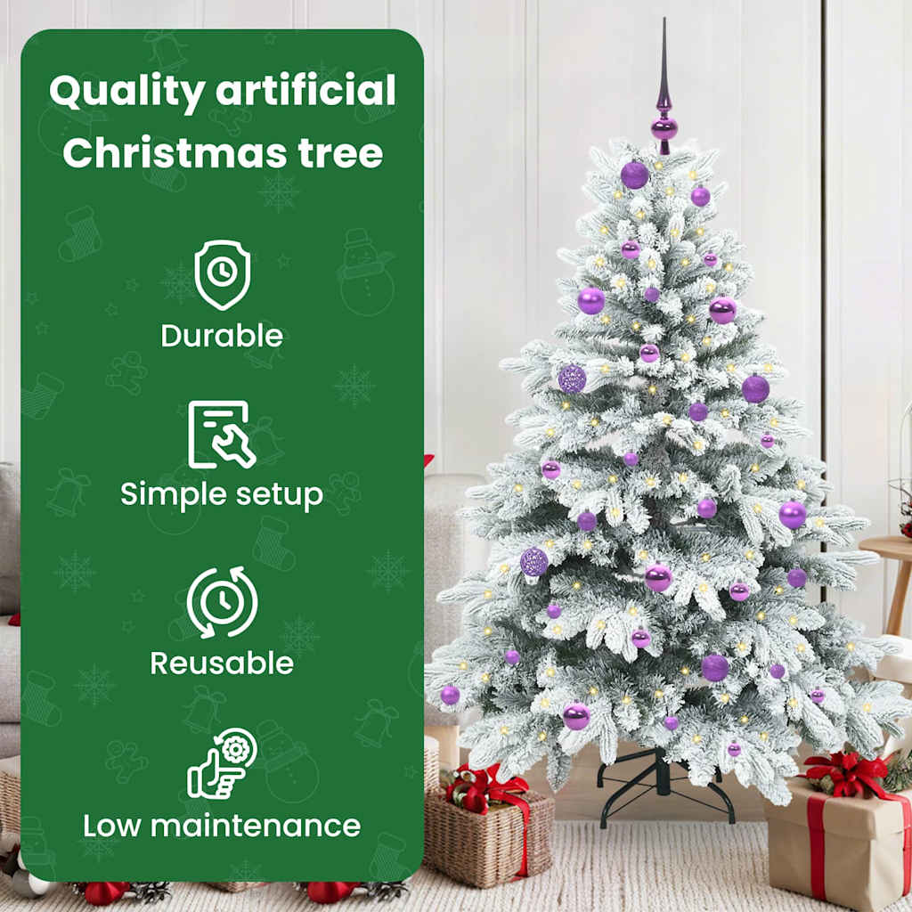Mākslīgā Ziemassvētku eglīte ar 150 LED balta 150 cm PE un PVC