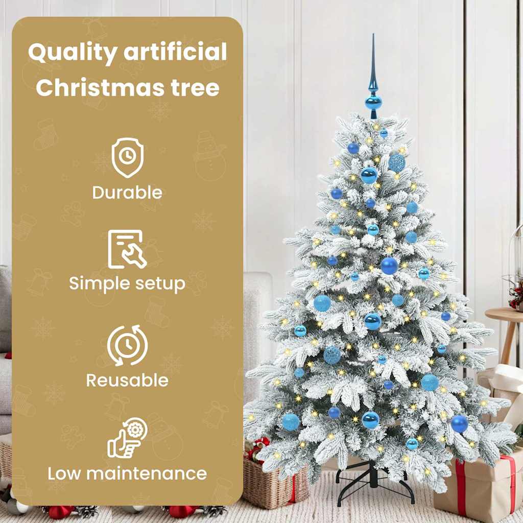 Dirbtinė Kalėdų eglutė su 150 LED Balta 150 cm PE ir PVC