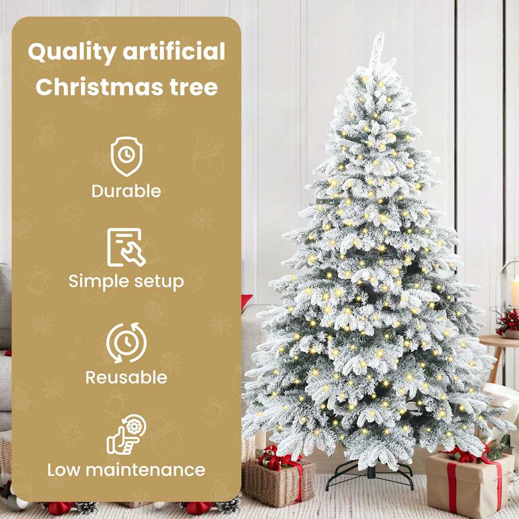 Dirbtinė Kalėdų eglutė su 300 LED Balta 180 cm PE ir PVC