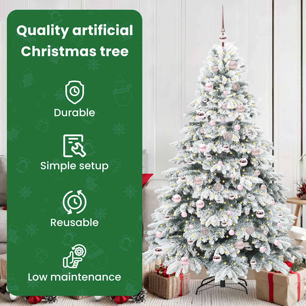 Dirbtinė Kalėdų eglutė su 300 LED Balta 180 cm PE ir PVC