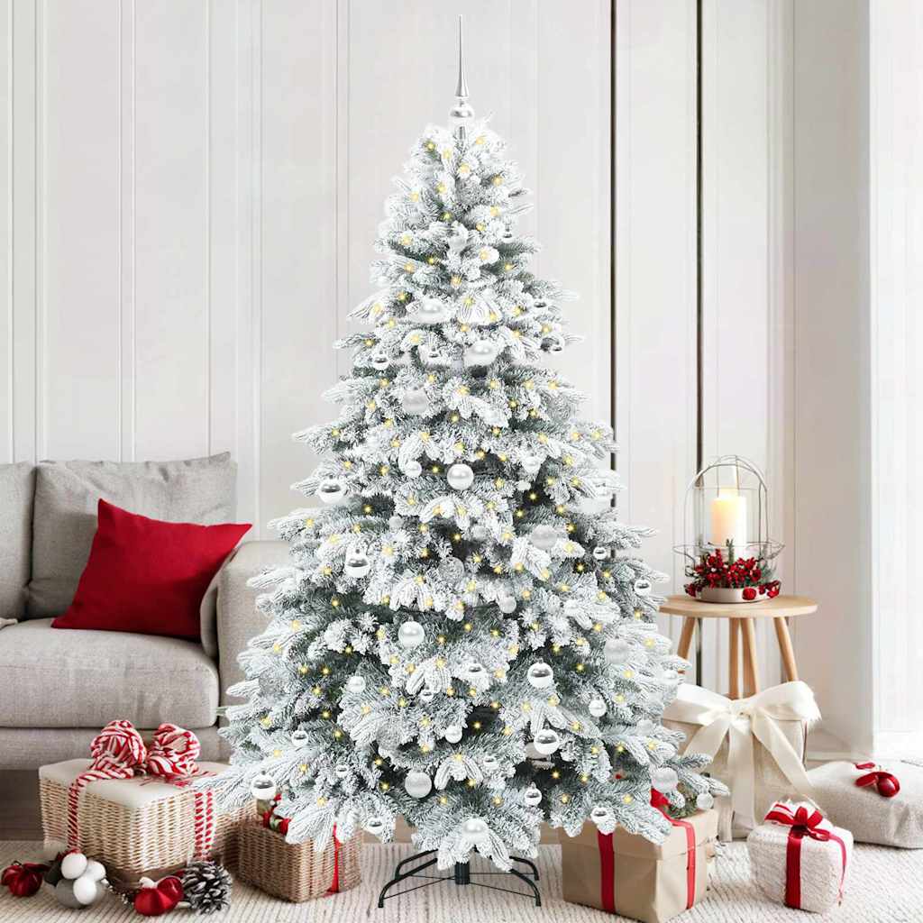 Dirbtinė Kalėdų eglutė su 300 LED Balta 180 cm PE ir PVC