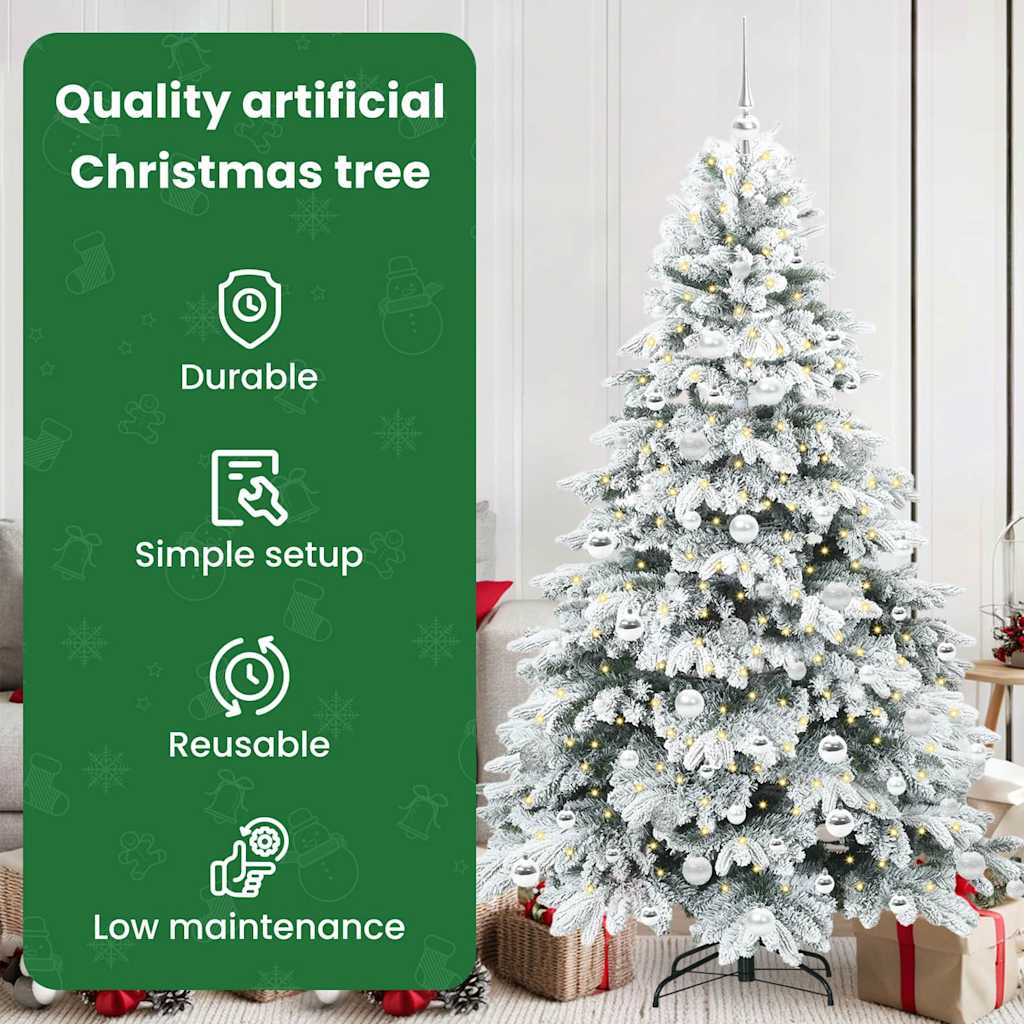 Mākslīgā Ziemassvētku eglīte ar 300 LED, balta, 180 cm, PE un PVC