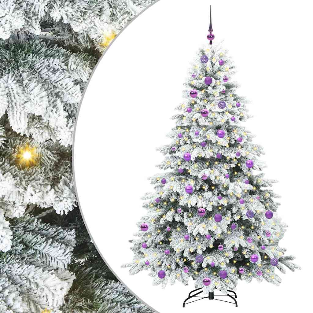 Mākslīgā Ziemassvētku egle ar 300 LED, balta, 180 cm, PE un PVC