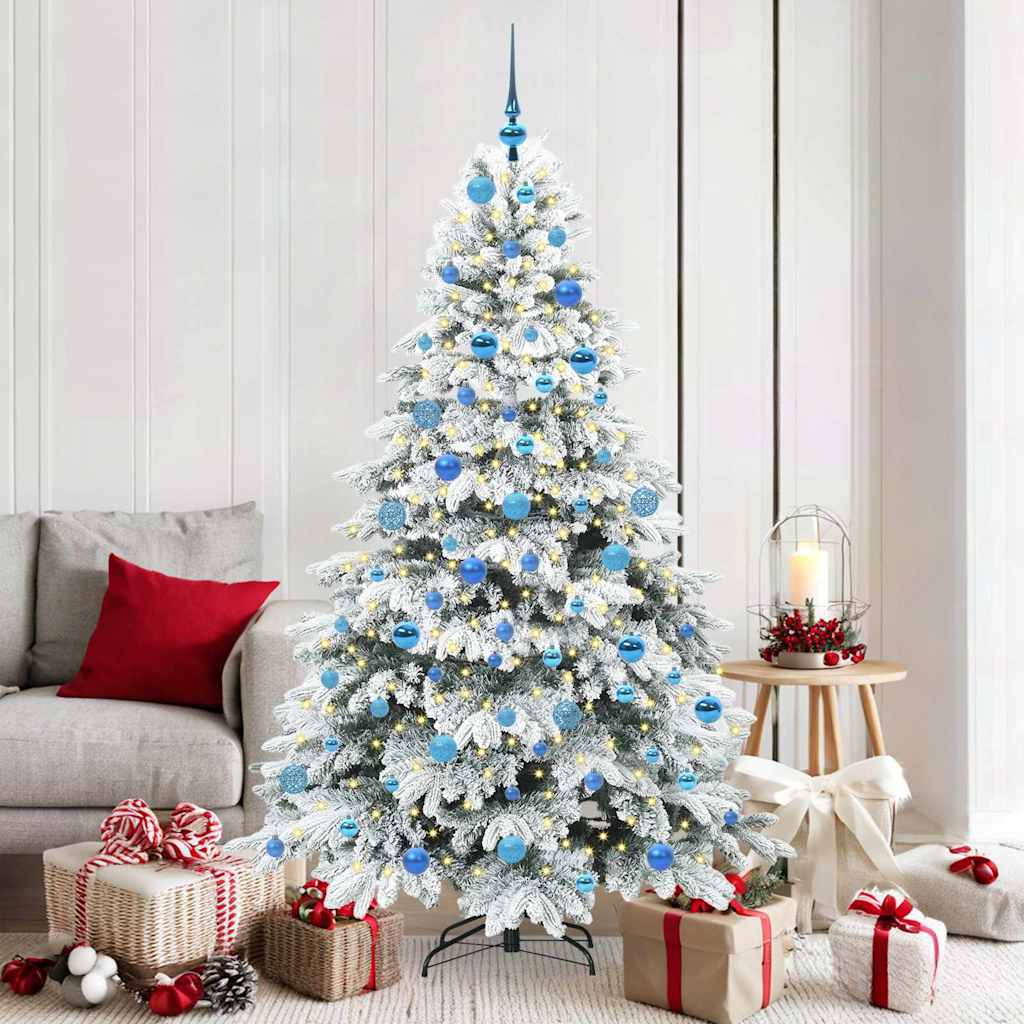 Mākslīgā Ziemassvētku eglīte ar 300 LED, balta, 180 cm, PE un PVC