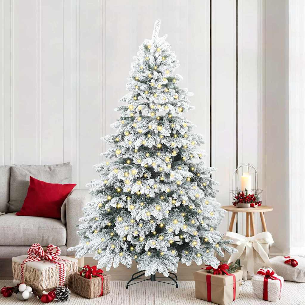 Dirbtinė Kalėdų eglutė su 300 LED Balta 210 cm PE ir PVC