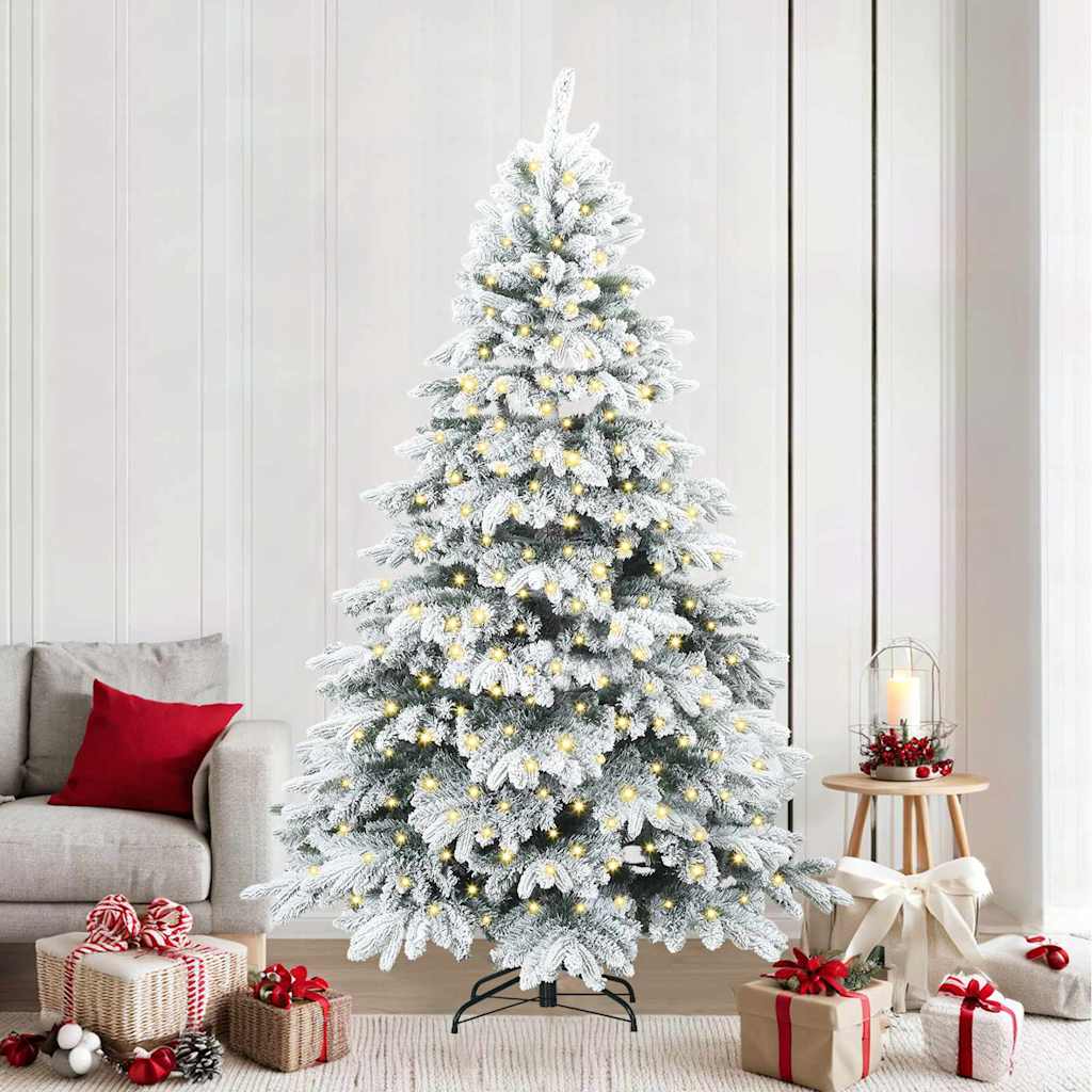 Dirbtinė Kalėdų eglutė su 300 LED Balta 240 cm PE ir PVC