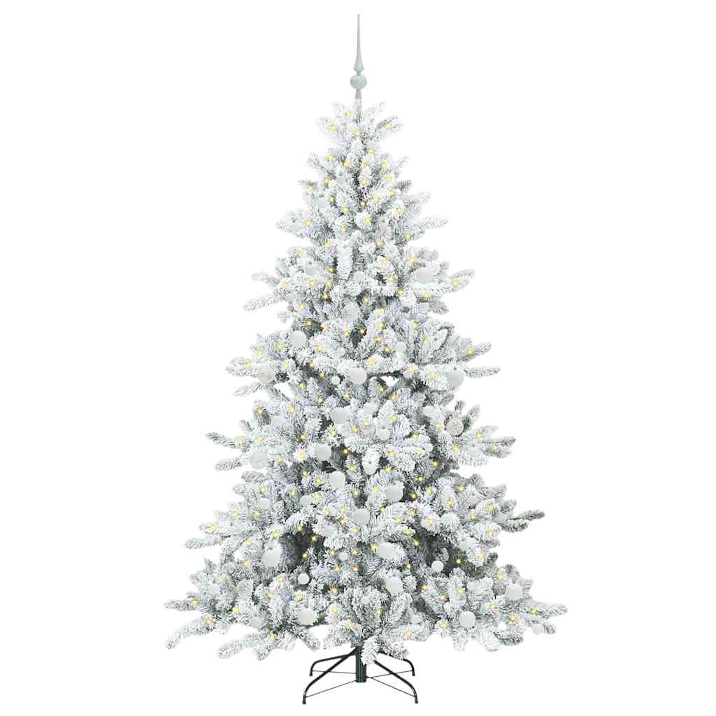 Mākslīgā salokāmā Ziemassvētku eglīte ar 300 LED, balta, 180 cm, PVC
