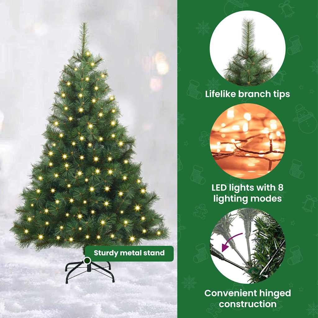 Mākslīgā Ziemassvētku eglīte PINE NORDIC ar 150 LED gaismiņām, zaļa, 150 cm. un