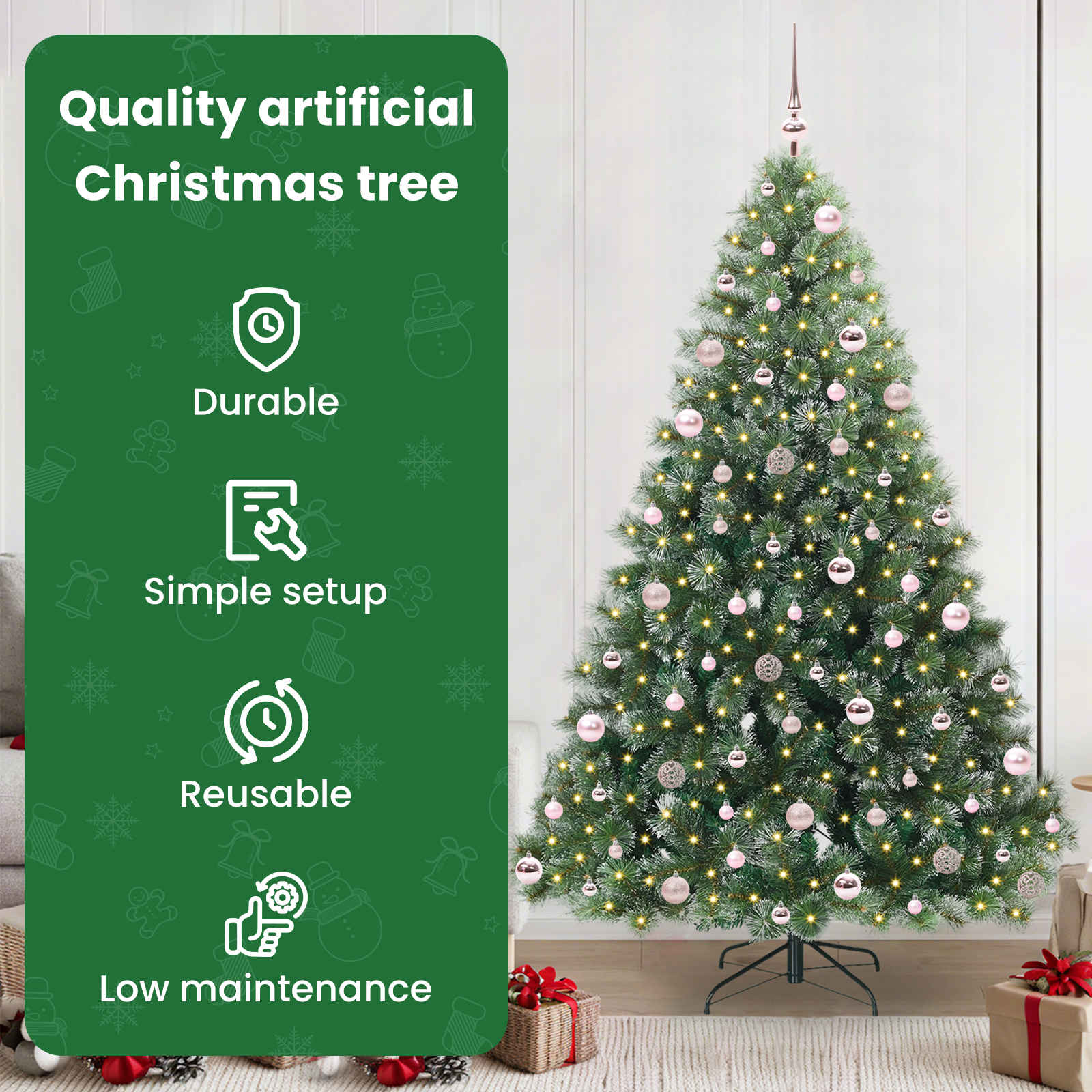 Mākslīgā Ziemassvētku eglīte BOREAL PINE, ar 300 LED Zaļa 210 cm. un