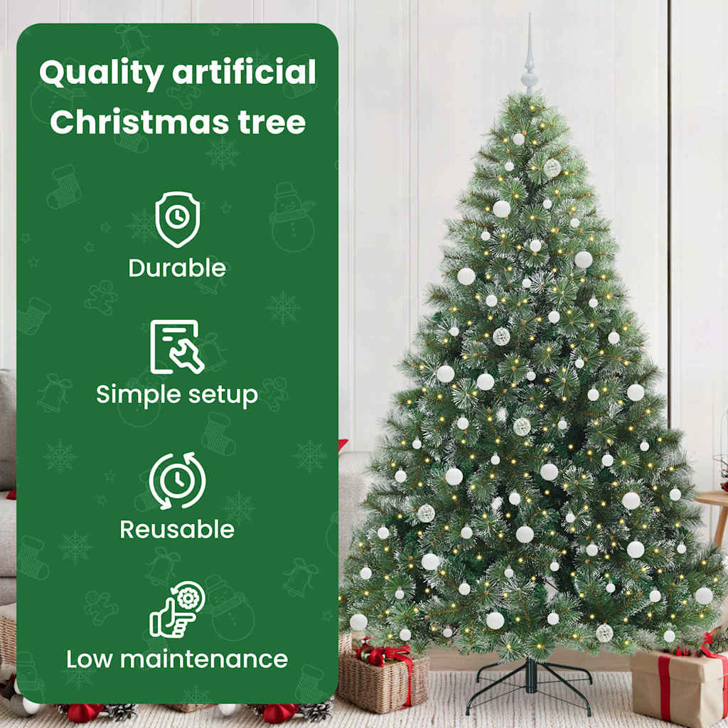 Mākslīgā Ziemassvētku eglīte ar 300 LED lampiņām zaļa 210 cm PE un PVC