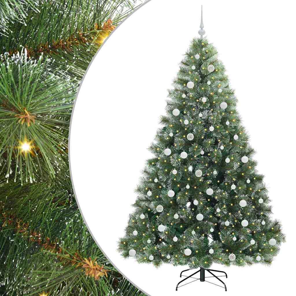 Mākslīgā Ziemassvētku eglīte ar 300 LED lampiņām zaļa 210 cm PE un PVC