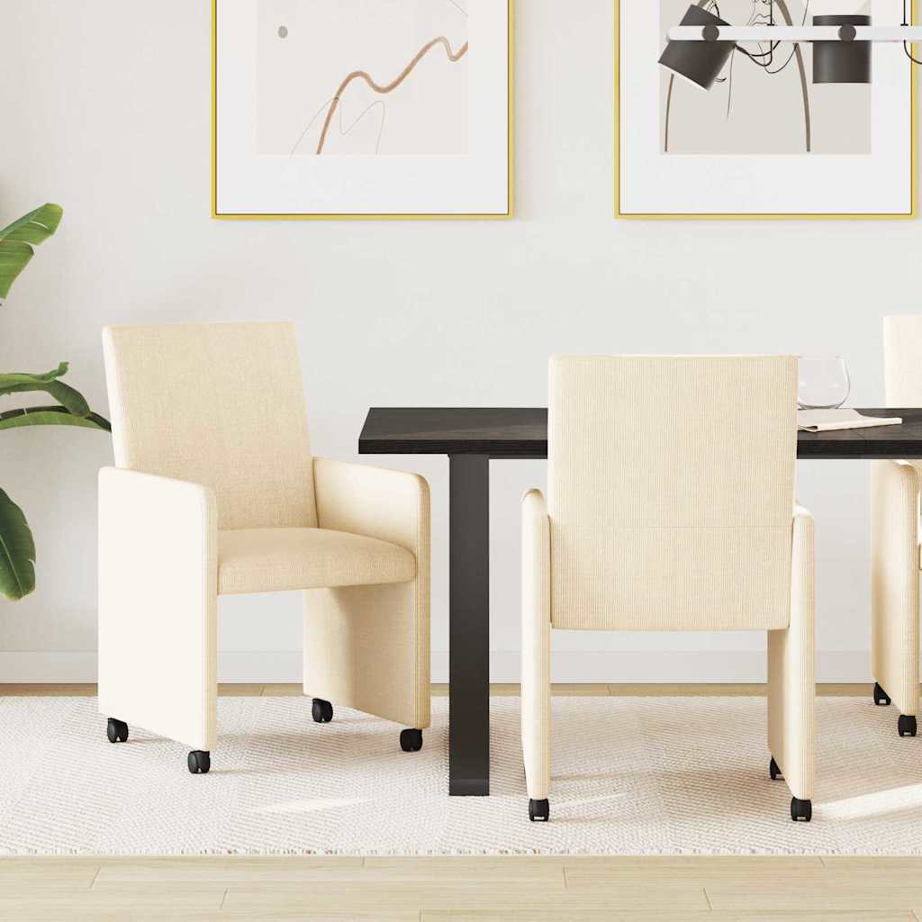 Valgomojo Kėdės su Ratukais 2 pcs Kreminė 57 x 66 x 94 cm