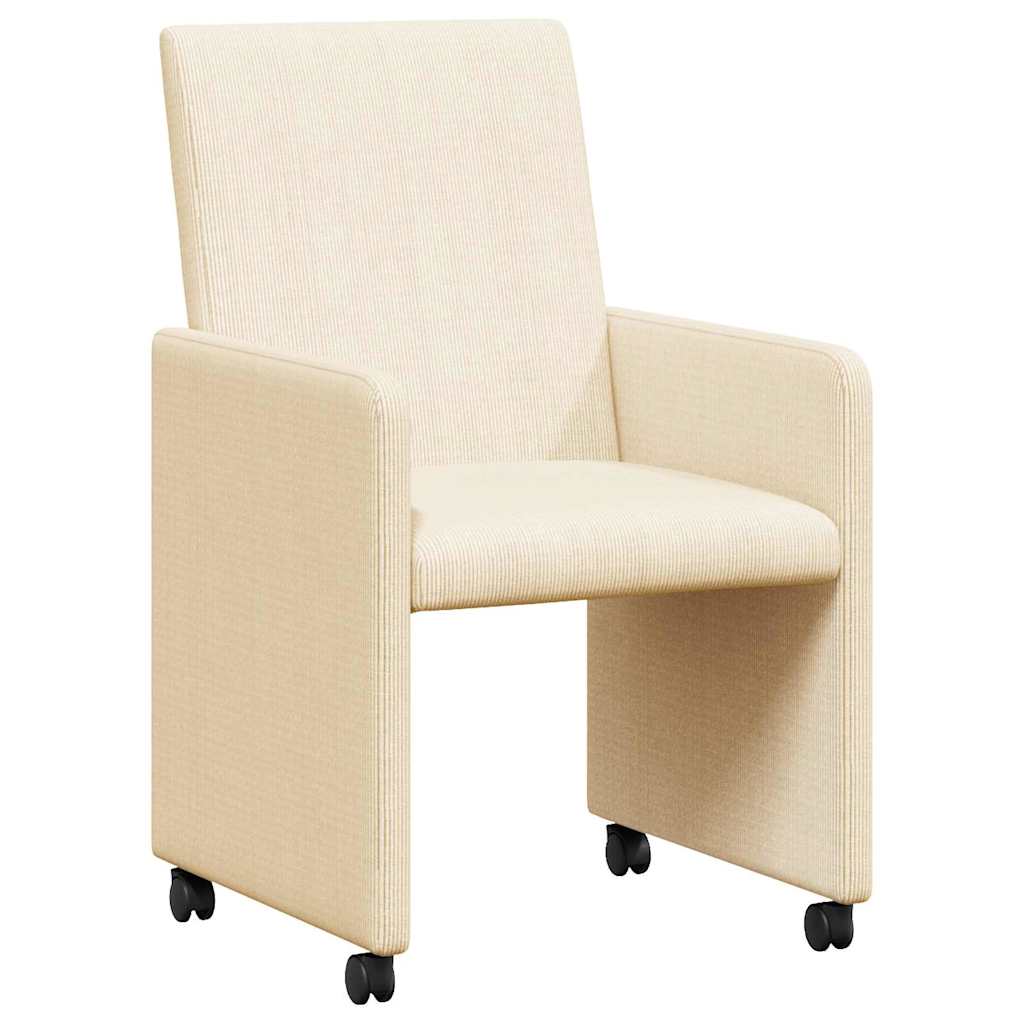 Valgomojo Kėdės su Ratukais 2 pcs Kreminė 57 x 66 x 94 cm