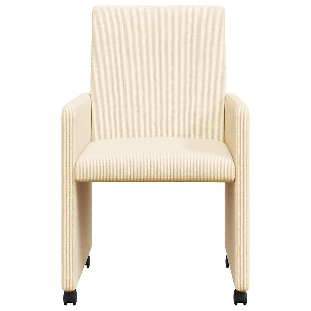 Valgomojo Kėdės su Ratukais 2 pcs Kreminė 57 x 66 x 94 cm