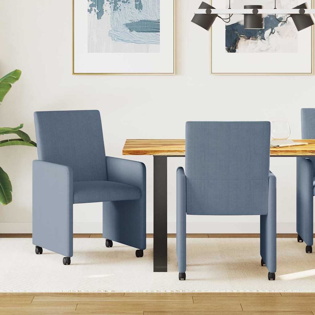 Dining Chairs with Wheels 2 pcs Blue 57 x 66 x 94 cm