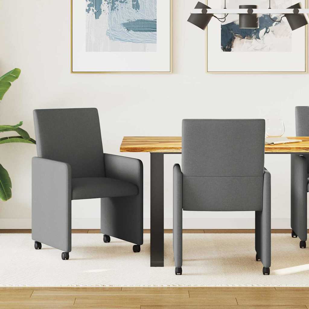 Ēdamistabas krēsli ar ritentiņiem 2 gab. tumši pelēki 57 x 66 x 94 cm