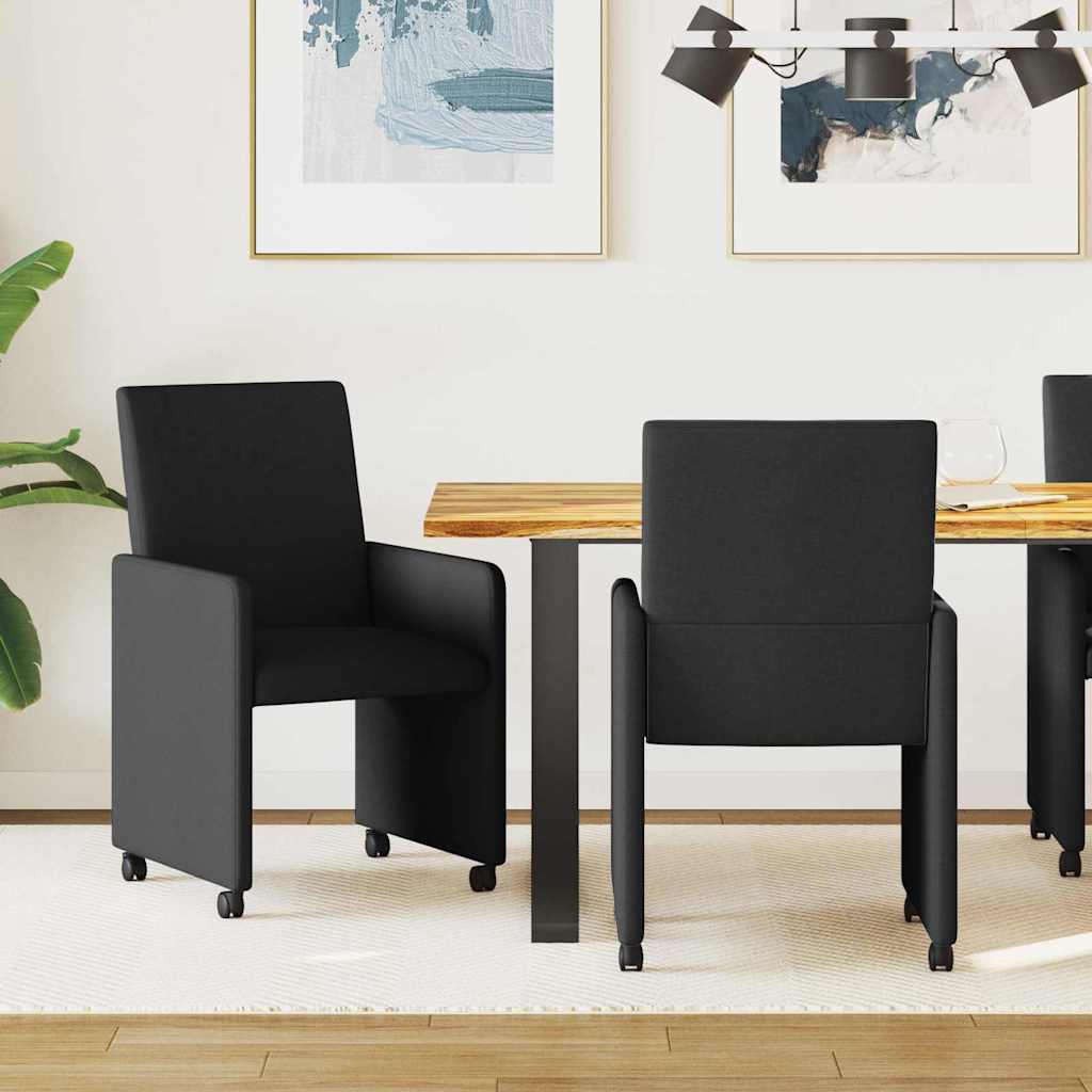 Dining Chairs with Casters 2 pcs Black 57 x 66 x 94 cm Fabric