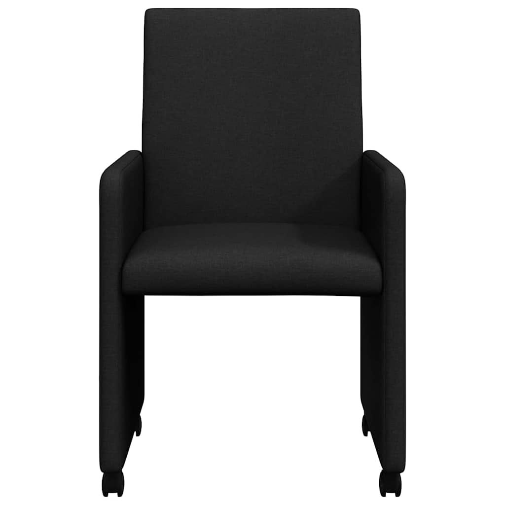Dining Chairs with Casters 2 pcs Black 57 x 66 x 94 cm Fabric