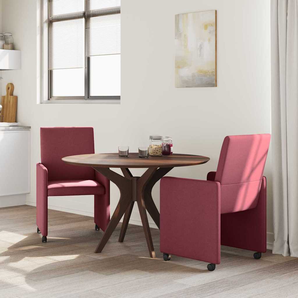 Dining Chairs with Casters 2 pcs Wine red