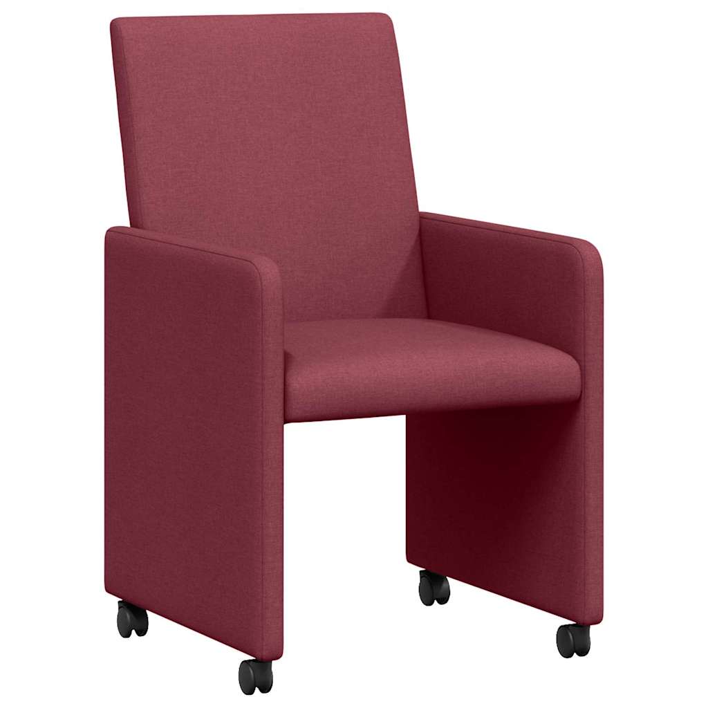 Dining Chairs with Casters 2 pcs Wine red