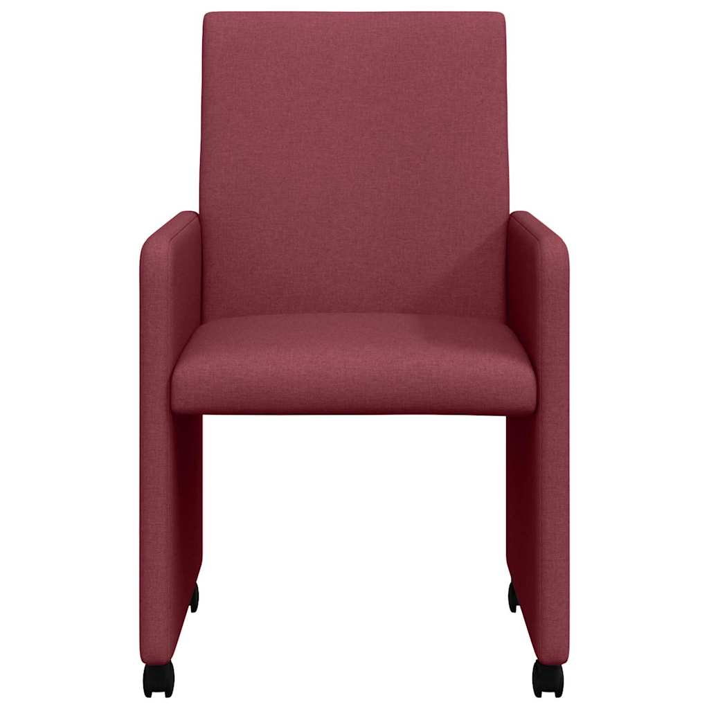 Dining Chairs with Casters 2 pcs Wine red