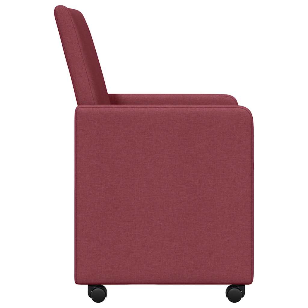 Dining Chairs with Casters 2 pcs Wine red