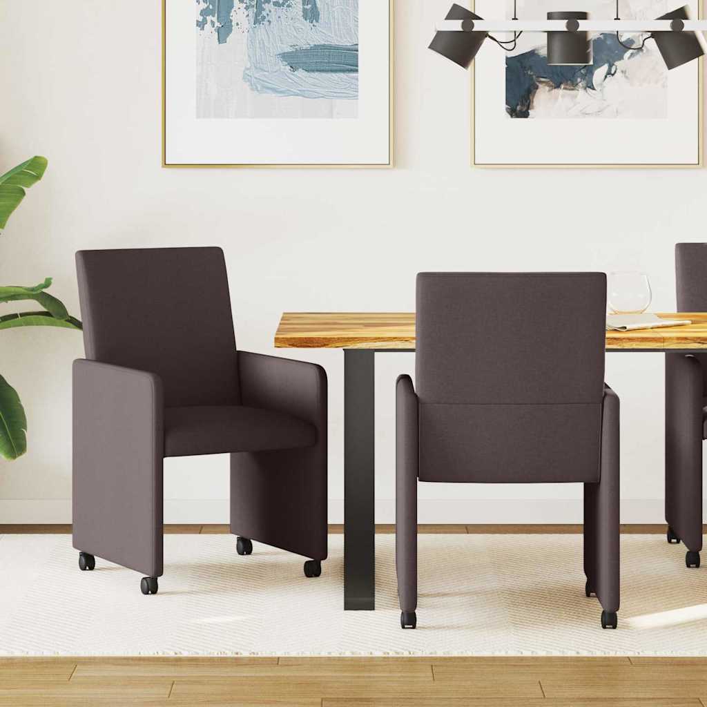 Dining Chairs with Casters 2 pcs Dark brown 57 x 66 x 94 cm