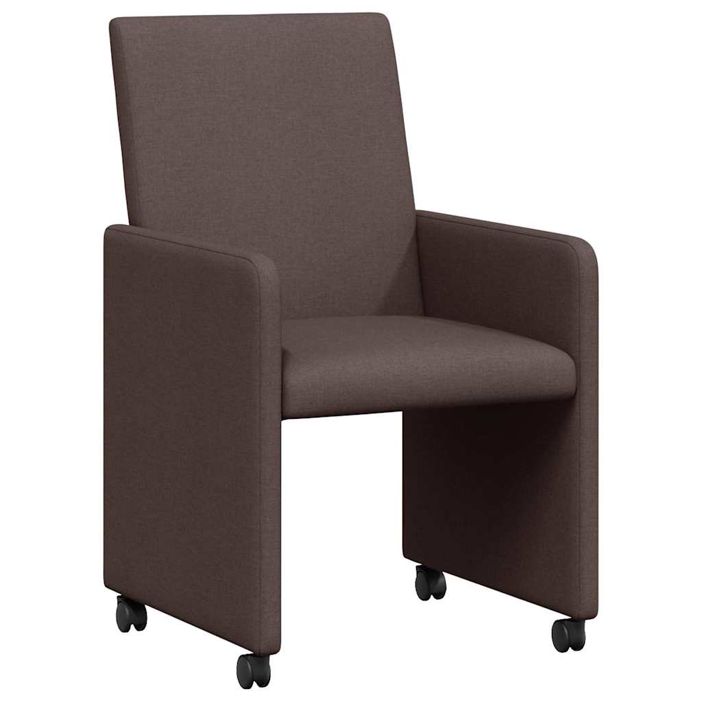 Dining Chairs with Casters 2 pcs Dark brown 57 x 66 x 94 cm