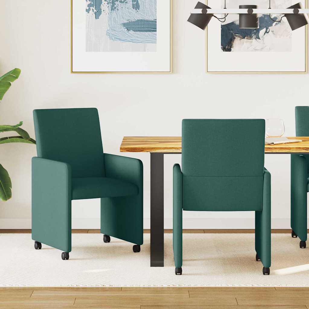Dining Chairs with Castors 2 pcs Dark green 57 x 66 x 94 cm