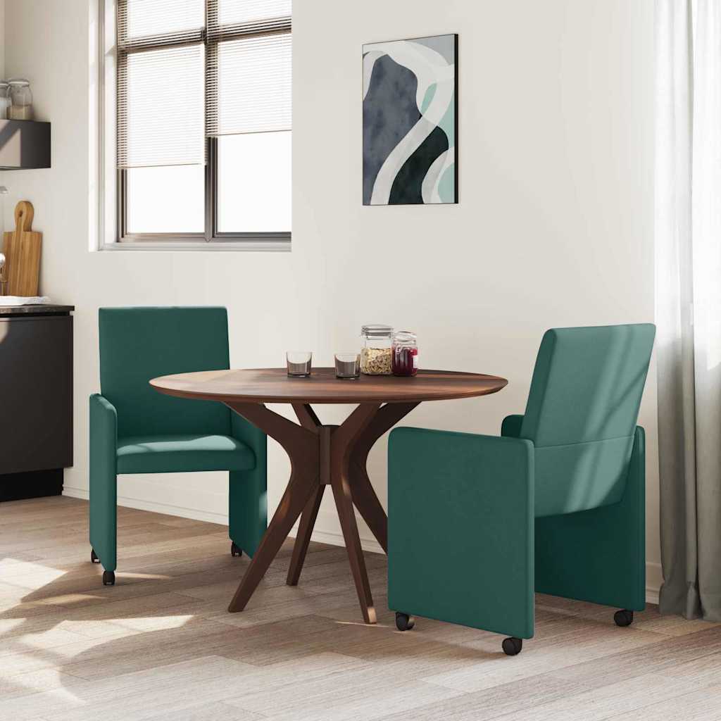 Dining Chairs with Castors 2 pcs Dark green 57 x 66 x 94 cm