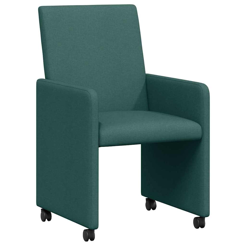 Dining Chairs with Castors 2 pcs Dark green 57 x 66 x 94 cm