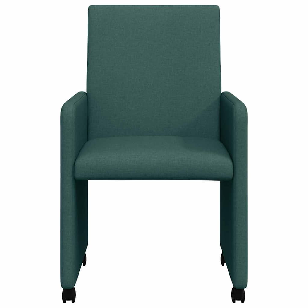 Dining Chairs with Castors 2 pcs Dark green 57 x 66 x 94 cm