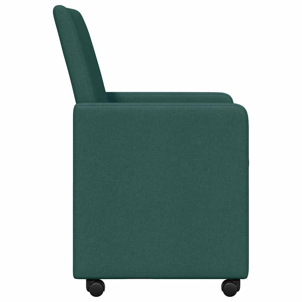 Dining Chairs with Castors 2 pcs Dark green 57 x 66 x 94 cm