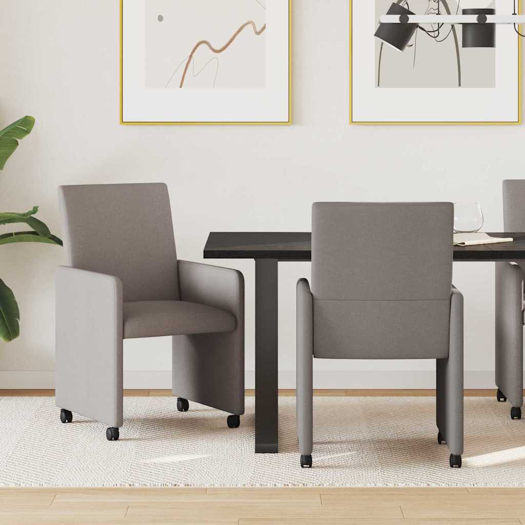 Valgomojo Kėdės su Ratukais 2 pcs Taupe 57 x 66 x 94 cm audinys