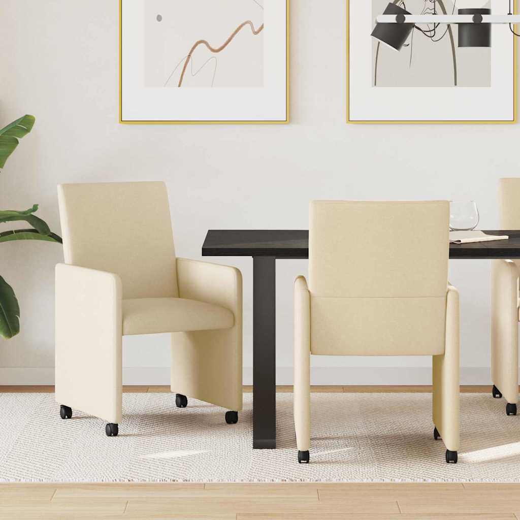 Valgomojo Kėdės su Ratukais 2 pcs Kreminė 57 x 66 x 94 cm