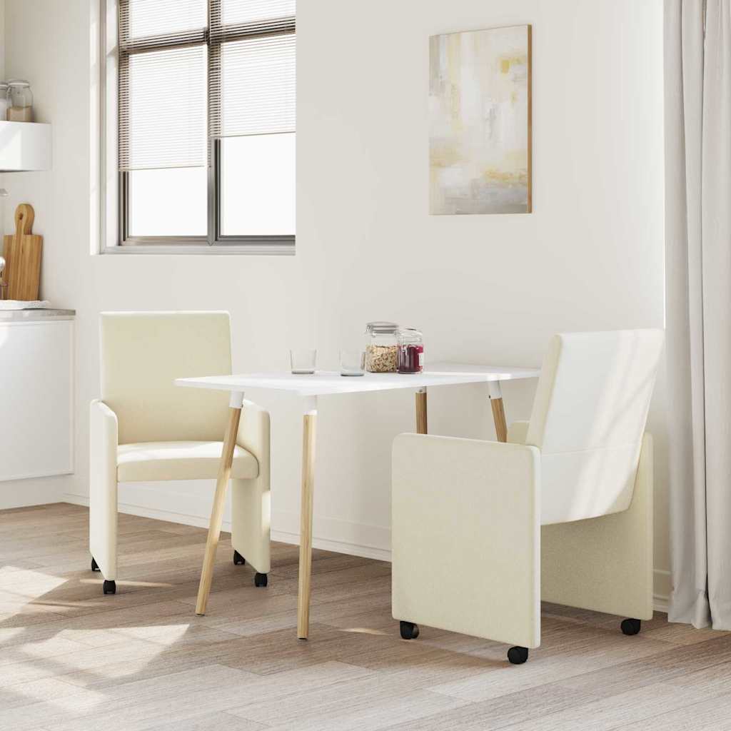 Valgomojo Kėdės su Ratukais 2 pcs Kreminė 57 x 66 x 94 cm