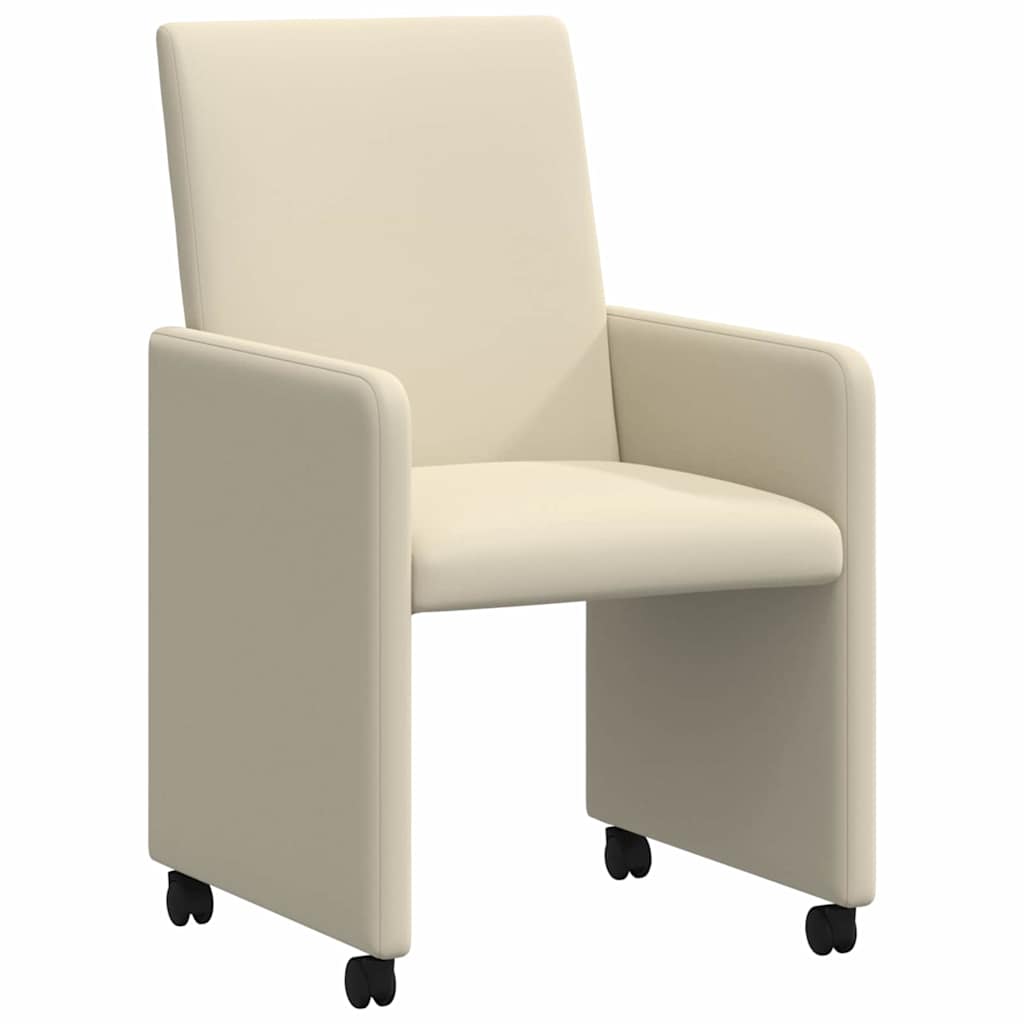 Valgomojo Kėdės su Ratukais 2 pcs Kreminė 57 x 66 x 94 cm