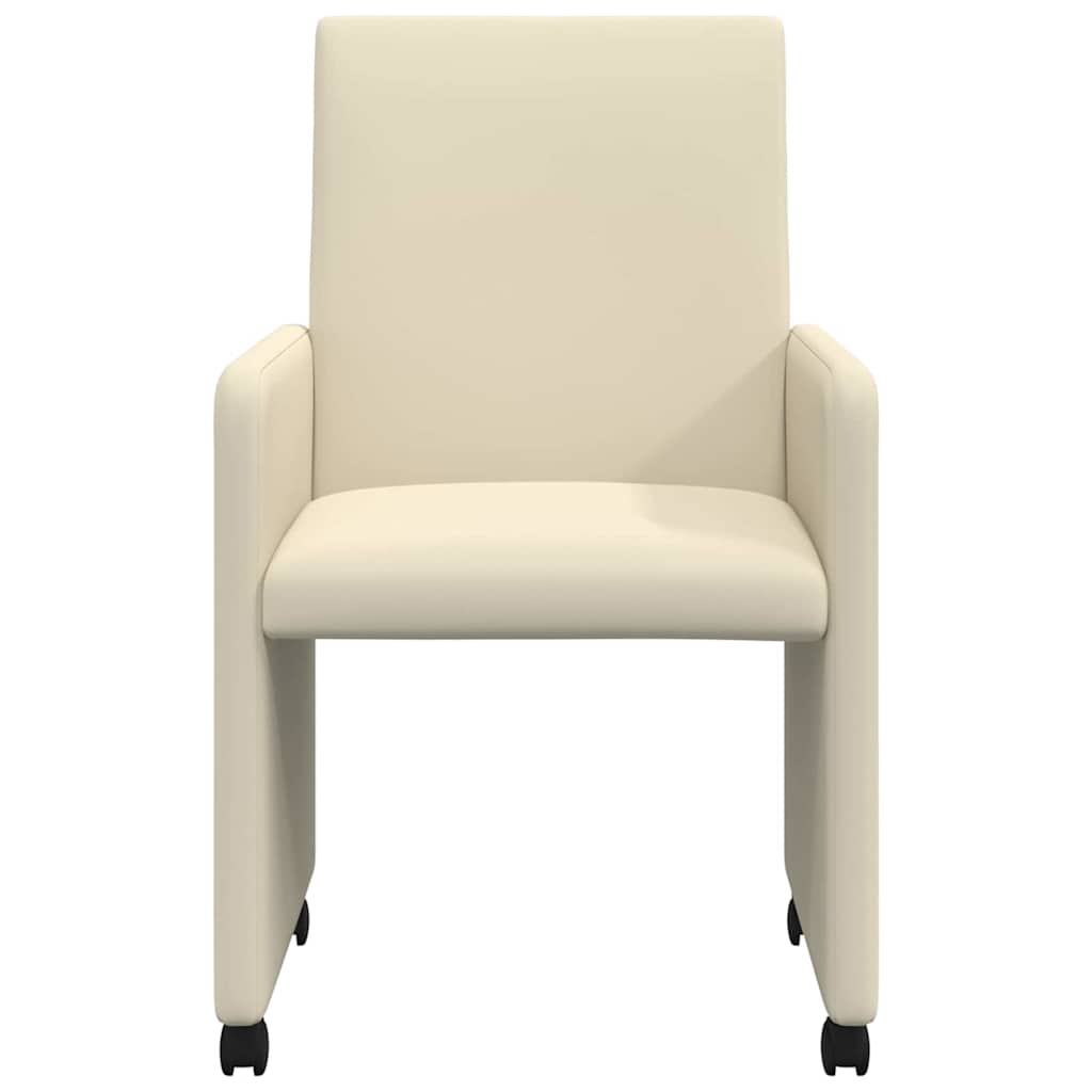 Valgomojo Kėdės su Ratukais 2 pcs Kreminė 57 x 66 x 94 cm