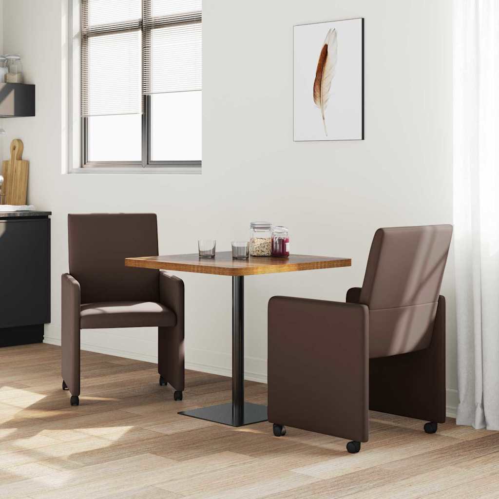 Valgomojo Kėdės su Ratukais 2 pcs Ruda 57 x 66 x 94 cm