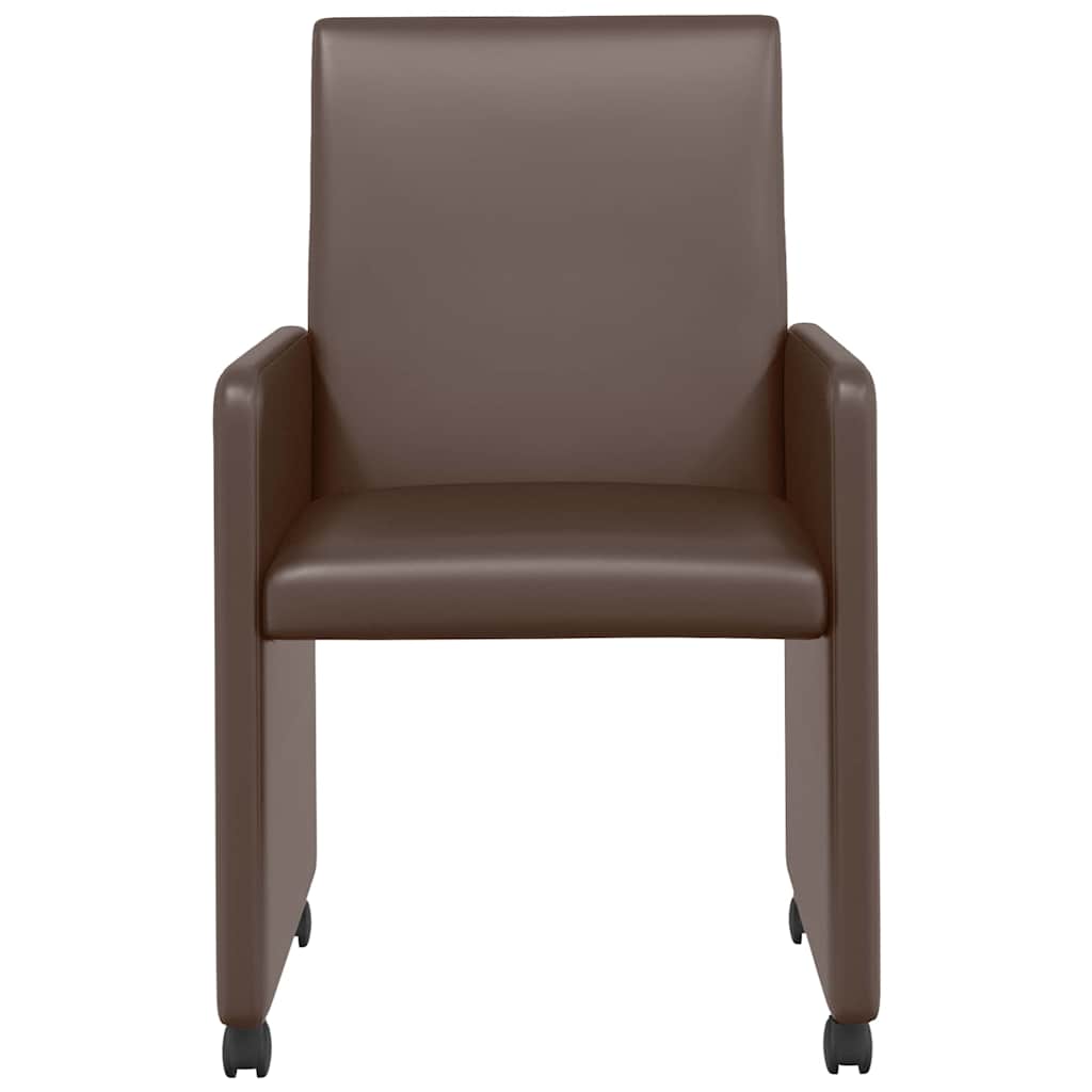 Valgomojo Kėdės su Ratukais 2 pcs Ruda 57 x 66 x 94 cm