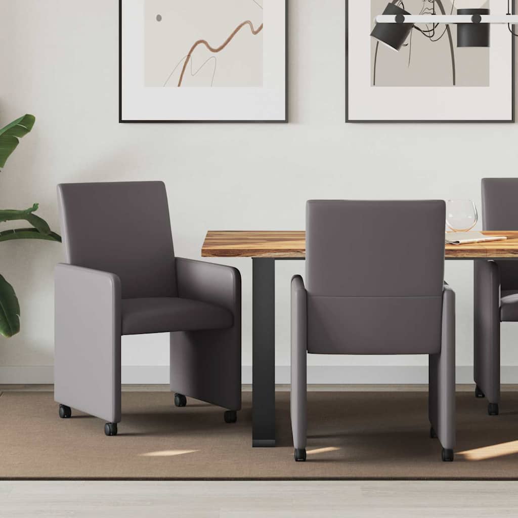 Dining Chairs with Wheels 2 pcs Grey 57 x 66 x 94 cm