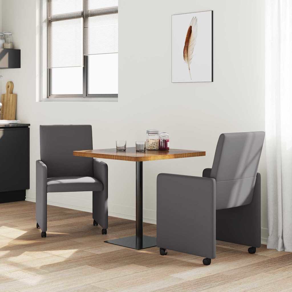 Dining Chairs with Wheels 2 pcs Grey 57 x 66 x 94 cm