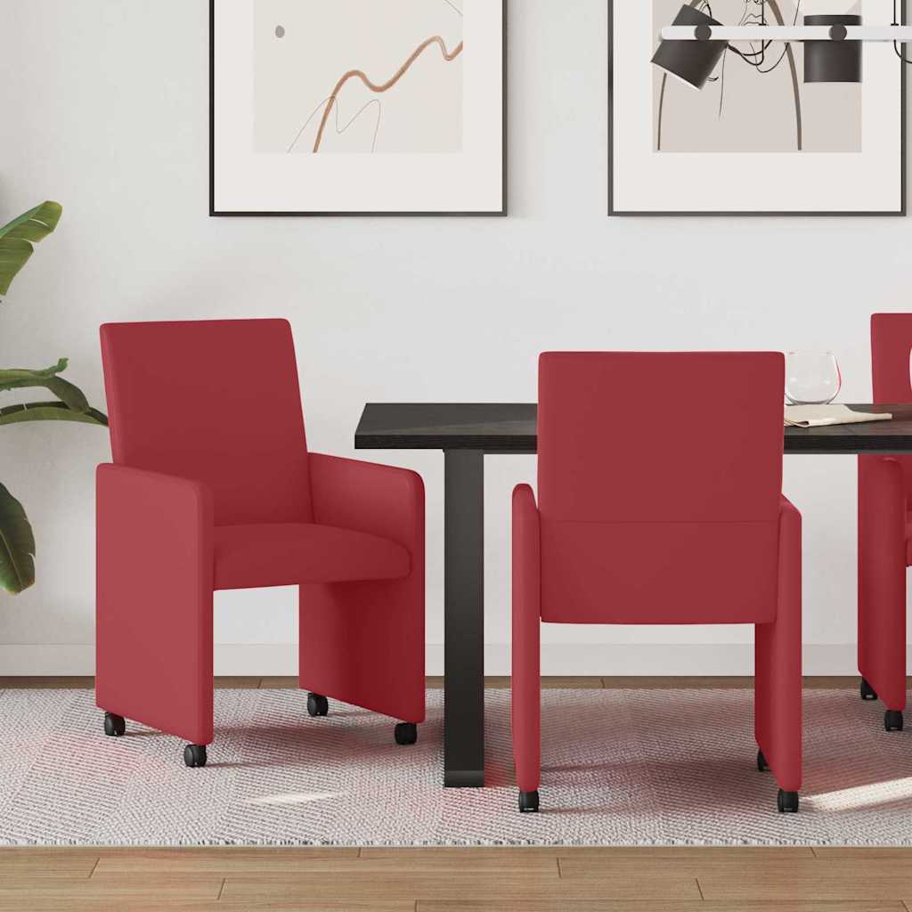 Valgomojo Kėdės su Ratukais su ratais 2 pcs Vyno raudonumo