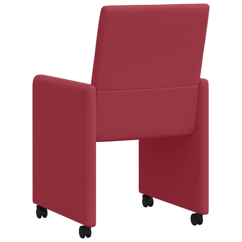 Valgomojo Kėdės su Ratukais su ratais 2 pcs Vyno raudonumo