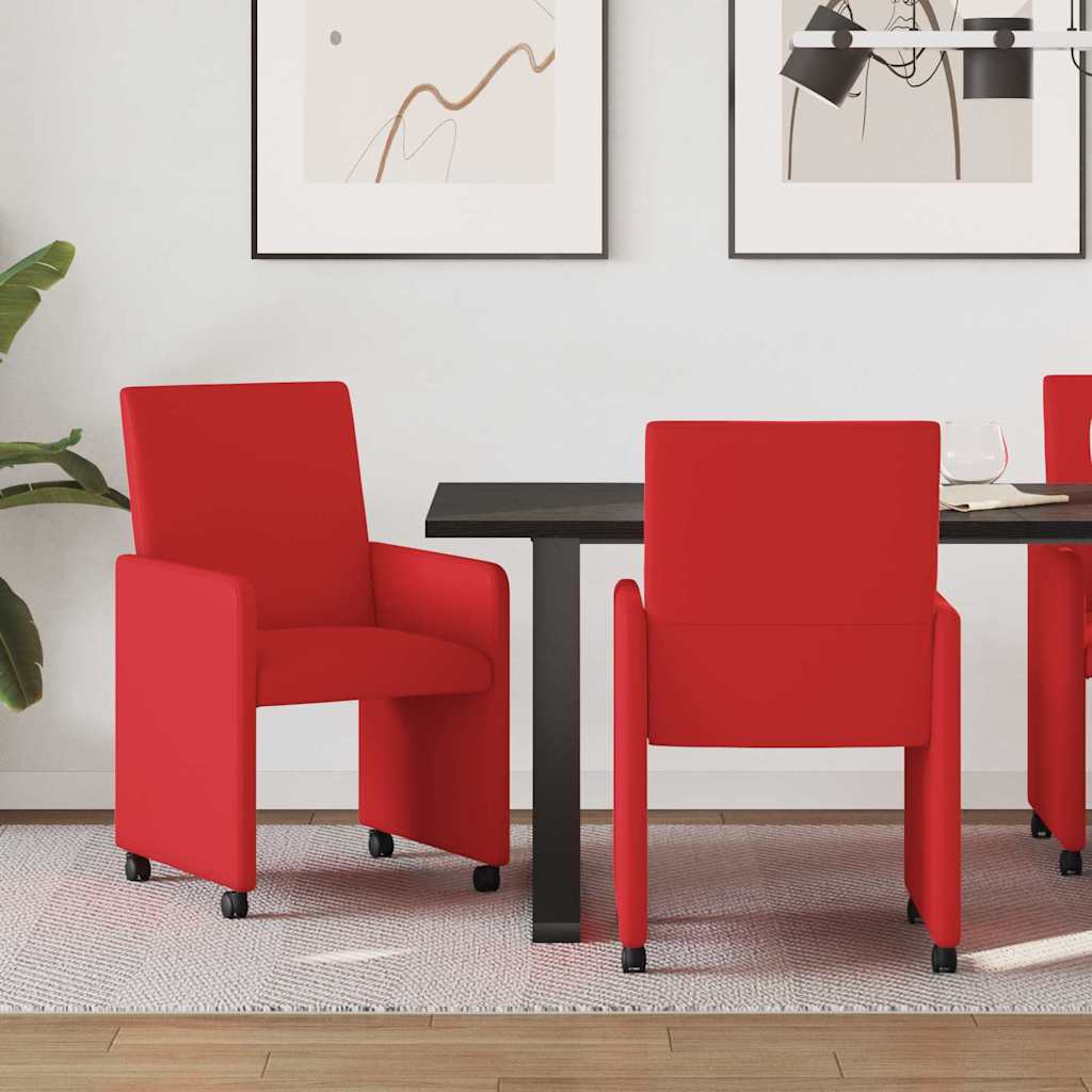 Valgomojo Kėdės su Ratukais 2 pcs Raudona 57 x 66 x 94 cm