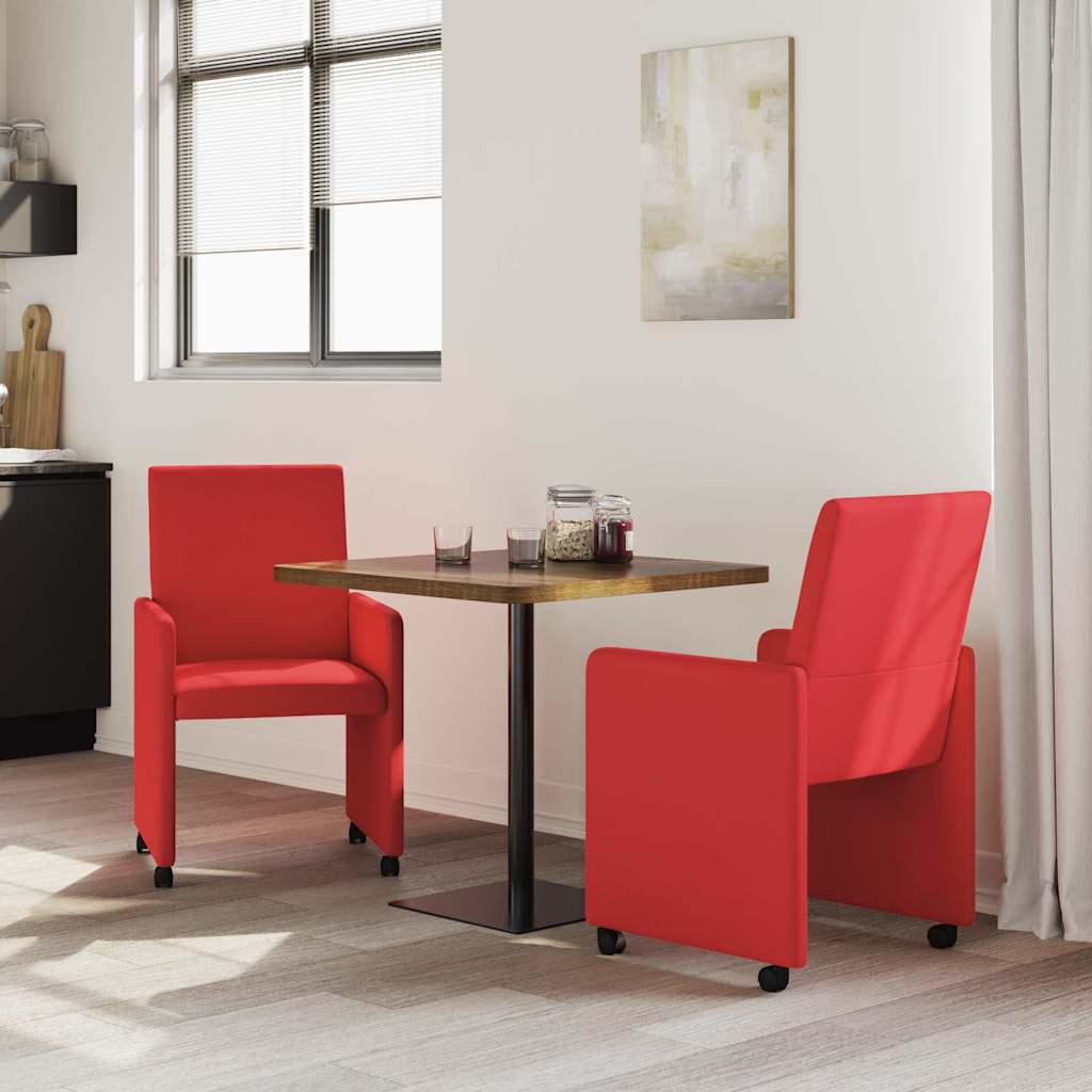 Valgomojo Kėdės su Ratukais 2 pcs Raudona 57 x 66 x 94 cm
