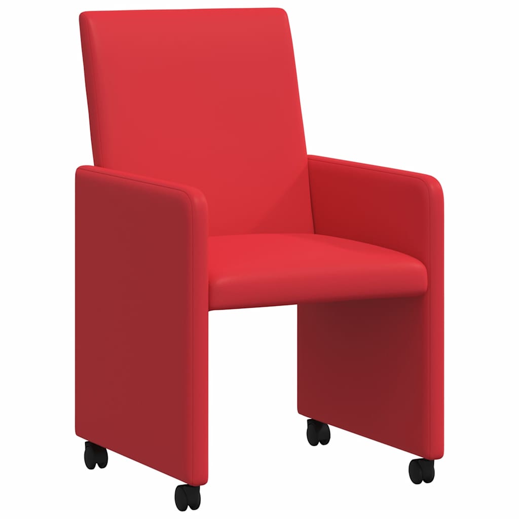 Valgomojo Kėdės su Ratukais 2 pcs Raudona 57 x 66 x 94 cm