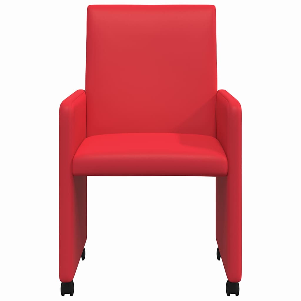 Valgomojo Kėdės su Ratukais 2 pcs Raudona 57 x 66 x 94 cm