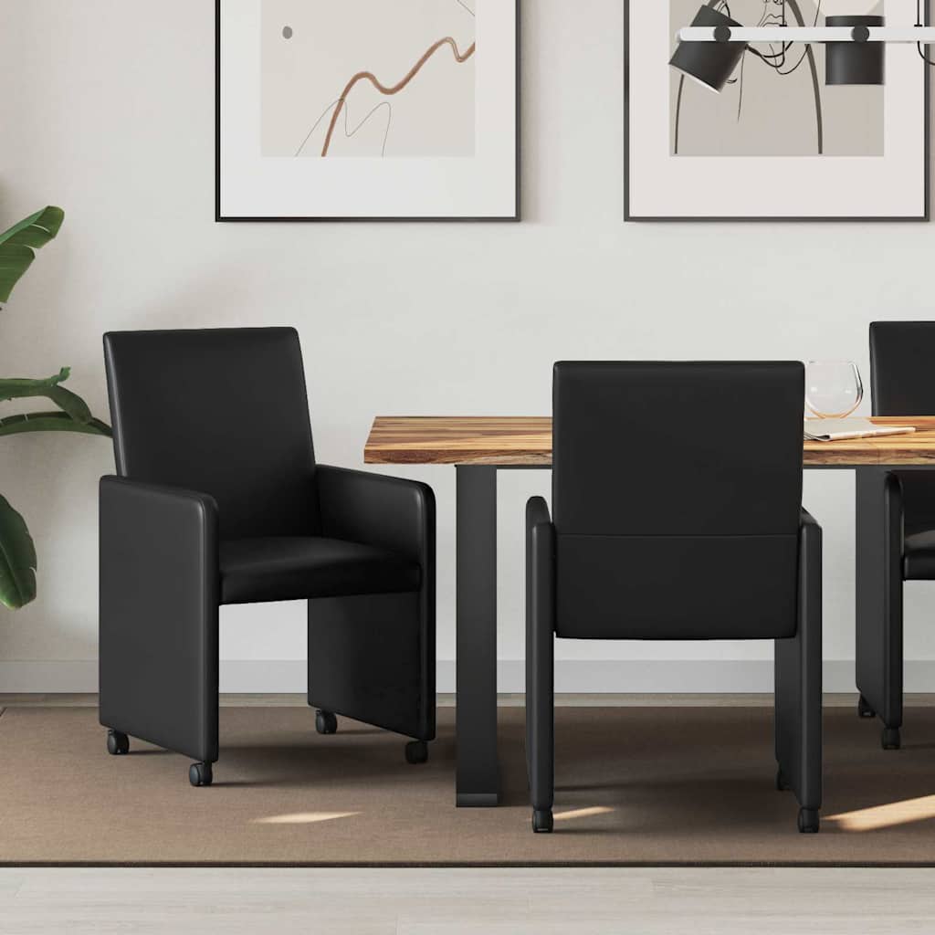 Ēdamistabas krēsli ar ritentiņiem 2 gab. melni 57 x 66 x 94 cm