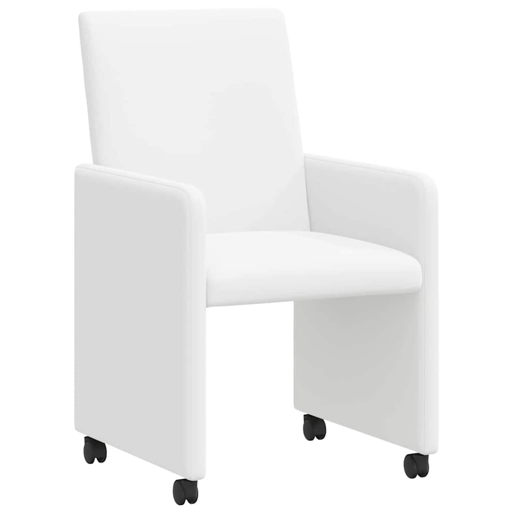 Ēdamistabas krēsli ar ritentiņiem 2 gab. balti 57 x 66 x 94 cm